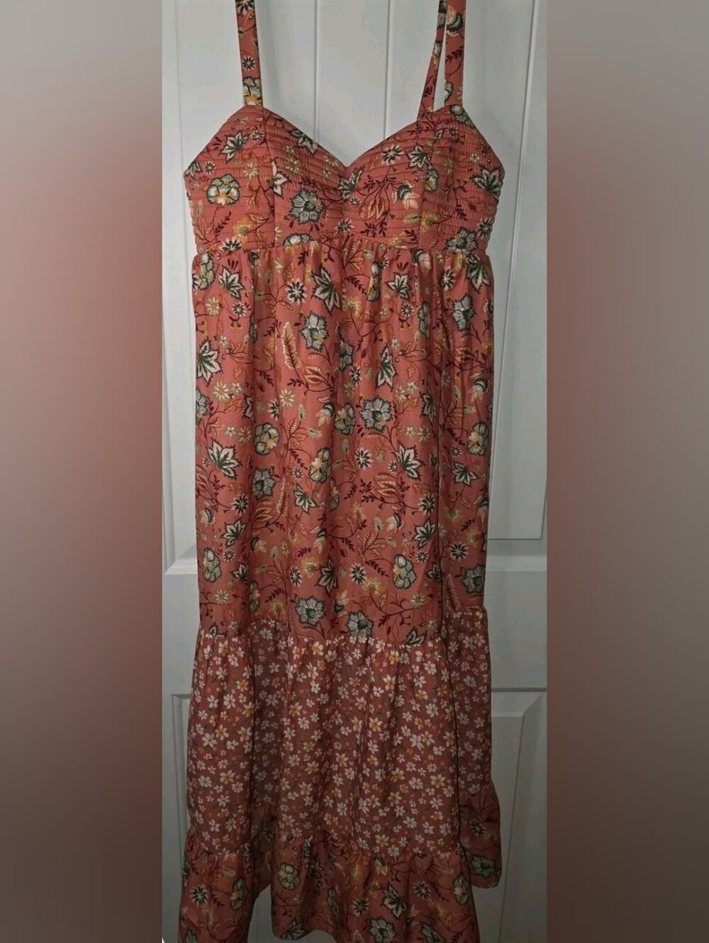 Band Of The Free Floral Tiered Sundress in Coral Peach NWOT S
